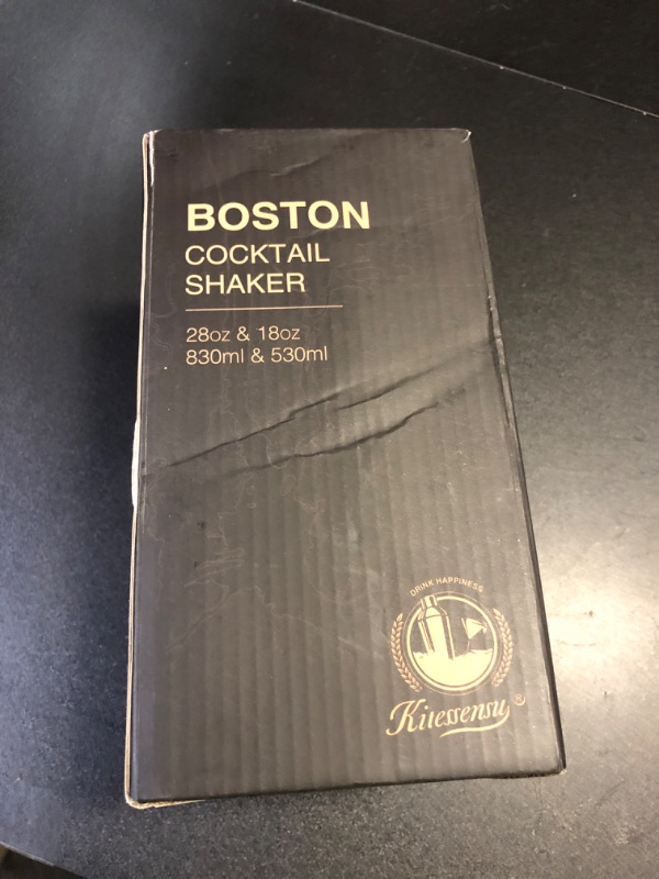 Photo 1 of KITESSENSU Boston Cocktail Shaker Set, 4-Piece Boston Shaker Tins Bartender Kit with 18oz & 28oz Mixed Drink Shaker, Hawthorne Strainer, Double Measuring Jigger, Cocktail Recipe Cards Included