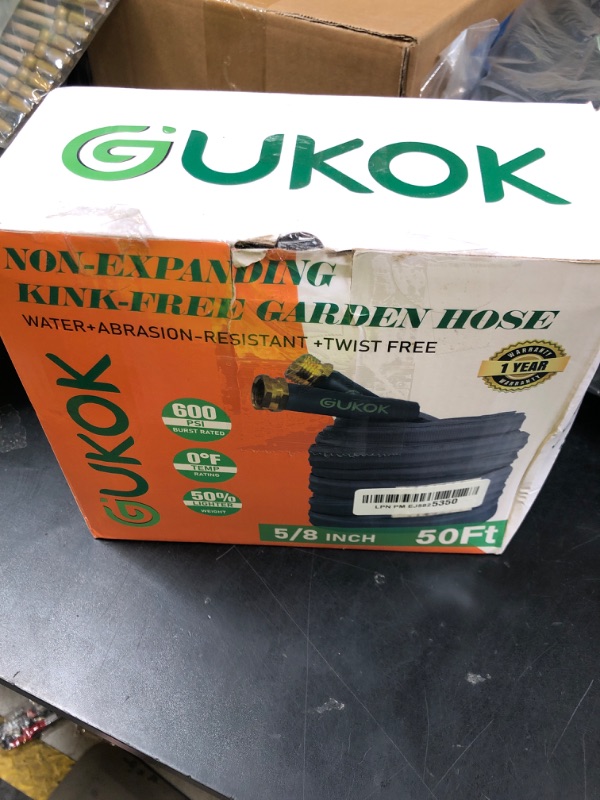 Photo 1 of GUKOK 2025 Upgraded 50FT Non-Expanding Garden Hose, Ultra-Light & Flexible Water Hose - Burst-Resistant, Kink-Free, High-Pressure, All-Weather Use for Lawns, Gardens, and Outdoor Cleaning