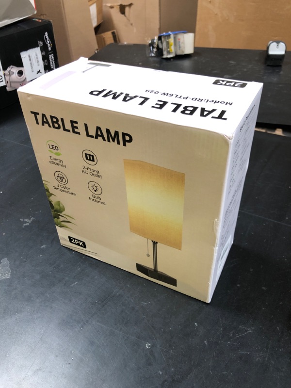 Photo 1 of 15'' Table Lamp for Bedroom set of 2,3-Color Bedside Lamps with Pull Chain Table Lamps for Night stands with AC Outlet,Small Night Light Lamps with 2 Bulbs Lamps for Living Room Kids Room Office Decor