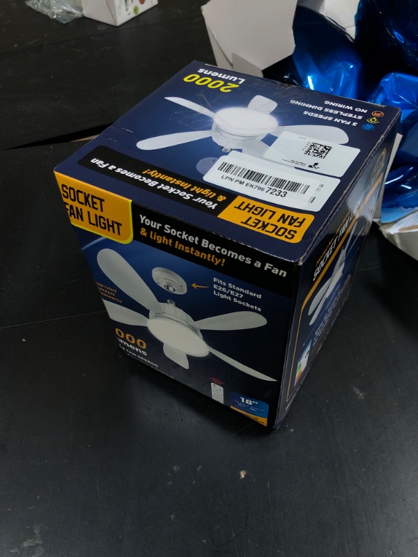 Photo 1 of OSTIVE Socket Fan Light with Remote: 18'' Small Ceiling Fans with Lights, 2000 Lumens Dimmable Led Bulb, 3 Colors 3000K-6500K, Easy Install Screw in E26 Base for Bedroom Living Room Kitchen Garage