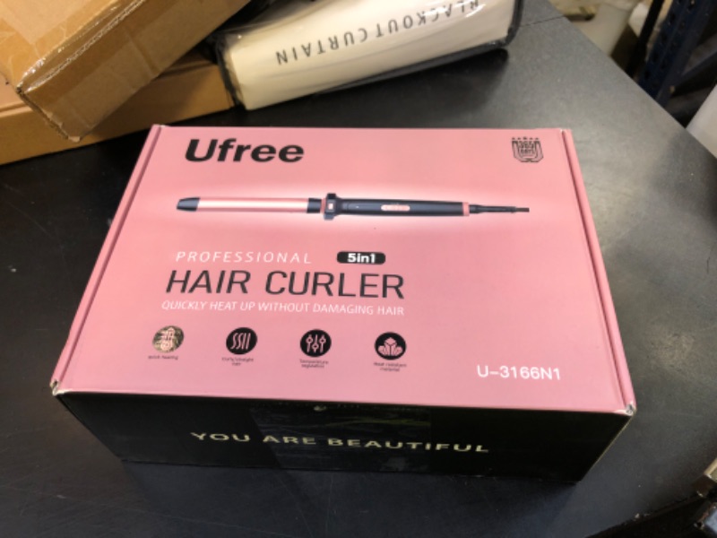 Photo 1 of Ufree 5 in 1 Curling Iron with Interchangeable Ceramic Barrels (0.35"-1.25"), Curling Wand Set with Flat Iron Hair Straightener, Instant Heat Up, Dual Voltage Hair Curler, Gifts for Women