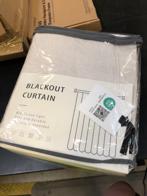 Photo 1 of 100% Blackout Shield Linen Blackout Curtains for Bedroom 84 Inches Long, Back Tab/Rod Pocket Living Room Drapes, Thermal Insulated Blackout Curtains 2 Panels Set, 50" W x 84" L, Cream