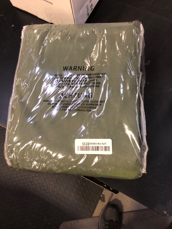 Photo 1 of Room Darkening Curtains Olive Green Black Out Curtains 96 Inches Long 2 Panels Back Tab Blackout Linen Curtain for Sliding Door Modern Farmhouse Living Room Window Drapes Soundproof Loden 52x96