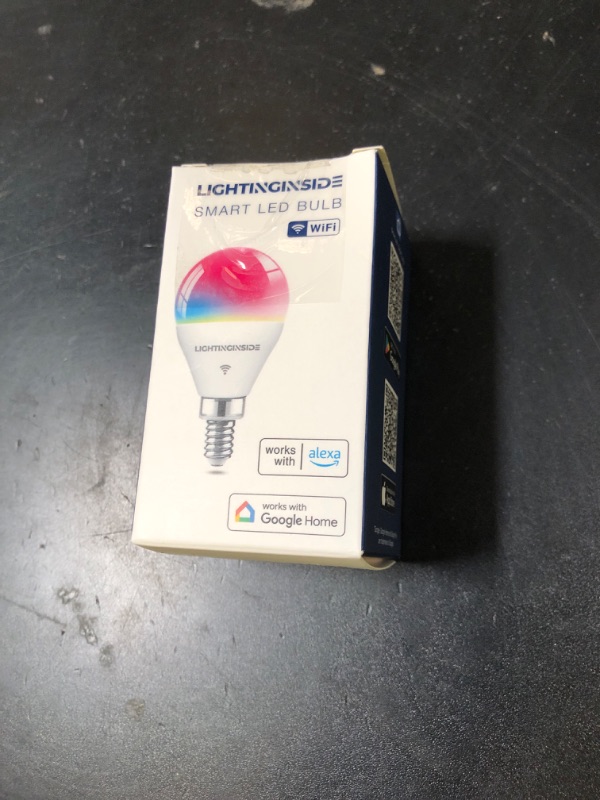 Photo 1 of Lightinginside E12 Smart Light Bulbs 50W Equivalent, WiFi G16 1/2 RGBCW Candelabra Ceiling Fan Smart Bulb Compatible with Alexa/Google Assistant/Smart Life, 5W 550LM, 2.4G WiFi Only, ETL Listed, 1PC