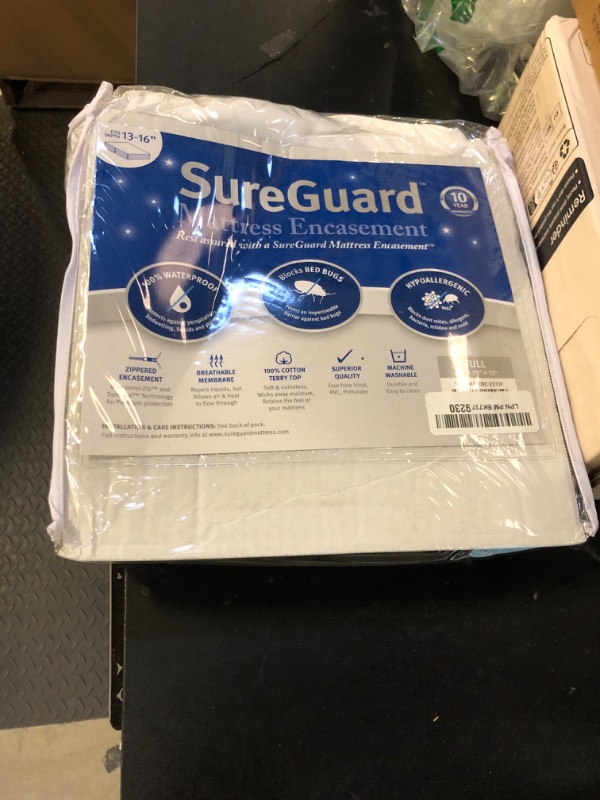 Photo 1 of Full (13-16 in. Deep) SureGuard Mattress Encasement - 100% Waterproof, Bed Bug Proof, Hypoallergenic - Premium Zippered Six-Sided Cover