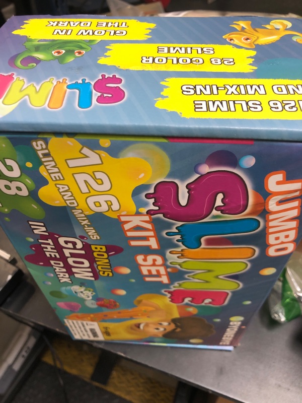 Photo 1 of 126 Pcs DIY Slime Making Kit for Girls Boys - Birthday Idea for Kids Age 5+. Ultimate Supplies Include 28 Crystal Slime, 2 Glow in The Dark Powder, 48 Bottle Glitter Jar etc.