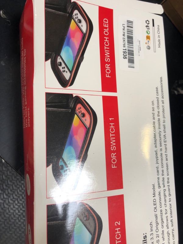 Photo 1 of [Charge inside] Carrying Case for Nintendo Switch 2 2025 / Switch OLED / Switch with Adapter and Joy-Con Storage, Travel Case for Switch 2 Console with 22 Game Card Storage, Carbon Black