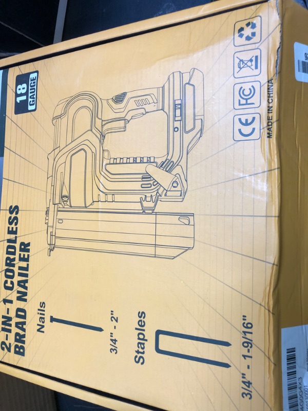 Photo 1 of Cordless 2" Brad Nailer for Dewalt 20V Battery (No Battery), 2-in-1 Electric Nail Gun/Staple Gun, 18 Gauge Nail Gun Battery Powered with 1000 Nails for Wood Carpentry, Adjustable Depth, 2 Modes