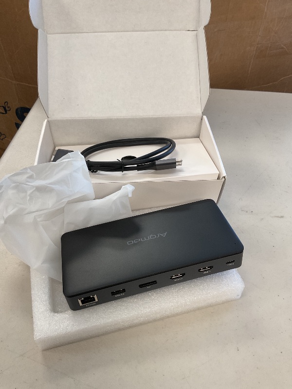 Photo 1 of 14 in 2 USB C Laptop Docking Station for MacBook Pro Air with Triple Different Display, Dual Monitor 4K@60Hz Multiport Type C Adapter, 2 HDMI & DP, USB C/A Port, PD, Ethernet, SD/TF, Audio/Mic