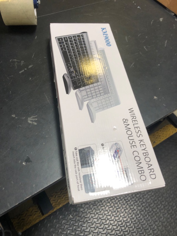 Photo 1 of Wireless Keyboard and Mouse Ultra Slim Combo, TopMate 2.4G Silent Compact USB 2400DPI Mouse and Scissor Switch Keyboard Set with Cover, 2 AA and 2 AAA Batteries, for PC/Laptop/Windows/Mac - White