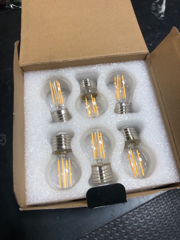 Photo 1 of 6-Pack G45 E26 LED Small Globe Bulbs 40Watt Equivalent, 2700K Warm White, 400Lumens, 4W G16.5 Vintage Chandelier Light Bulbs, Non-Dimmable, LED Filament Clear Glass Candle lamp for Home Office Decor