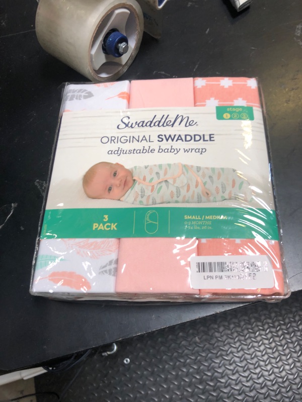 Photo 1 of SwaddleMe by Ingenuity Original Swaddle, 100% Cotton, Improves Sleep & Calms Startle Reflex, 0-3 Months, 1.0 TOG, 3-Pack, Baby Swaddle Blanket - Coral Days