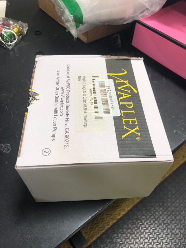 Photo 1 of Vivaplex, 1, Large, 16 oz, Empty, Amber Glass Bottles with Black Lotion Pumps