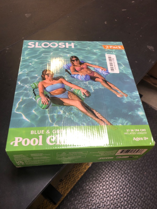 Photo 1 of Sloosh Pool Floats Chairs Adult, 2 Packs Inflatable Pool Lounge Chairs,Blow up Hammock Pool Noodles Floats for Adults,Stripe Pattern Floating Water Chair for Pool Lake River(Stripe)