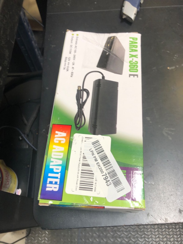 Photo 1 of JOVNO for Xbox 360 E Power Supply Brick with Power Cord, AC Adapter Power Supply Charger for Microsoft Xbox 360 E Console, 100-240V Auto Voltage, New Cooling System Low Noise Safty Easy to Use