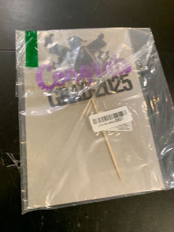 Photo 1 of Congrats Grad 2025 Graduation Cake Topper Purple Glitter Class of 2025 Cake Topper for 2025 Senior High School/College/University Happy 2025 Graduation Party Cake Supplies Decorations