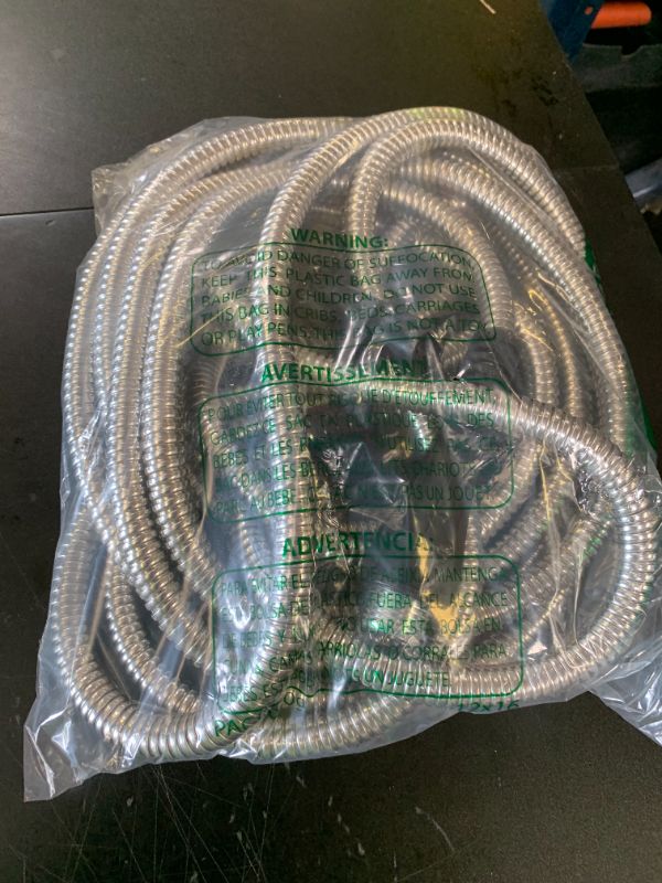 Photo 1 of Numwot 50FT 5/8'' Garden Hose, 304 Stainless Steel Water Hose, Flexible with a 10-Mode Nozzle Sprayer, No Kink, Lightweight, Puncture Proof Metal Hose, Ideal for Yard, Lawn, Outdoor