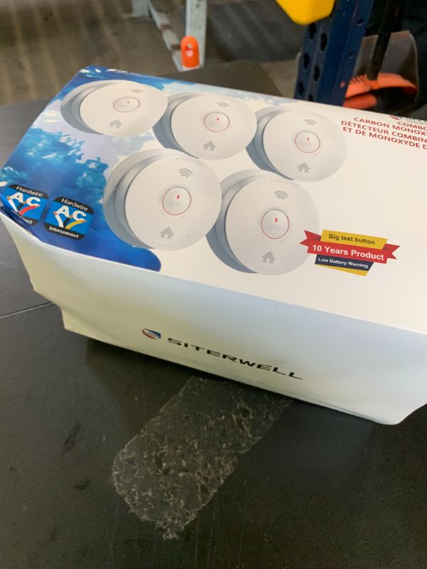 Photo 1 of SITERWELL Hardwired Smoke Detector Carbon Monoxide Detector 10 Year Battery, Meets UL217-9th Standards, Interconnected Smoke and Carbon Monoxide Detector Combo with Bilingual Voice Alerts, 5 Pack