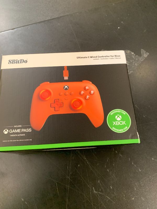Photo 1 of 8Bitdo Ultimate C Hall Effect Joysticks/Hall Trigger Wired Controller with RGB Lighting Fire Ring, 3.5mm Audio Jack for Xbox Series X|S, Xbox One, Windows 10/11 - Officially Licensed (Orange)