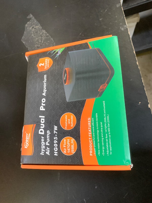Photo 1 of hygger Strong Aquarium Air Pump for Medium Large Fish Tank, Hydroponic Systerm, Household Commercial Use, 1 Outlet(OD-8mm), with Air Tubings, Multi-Head Control Valves