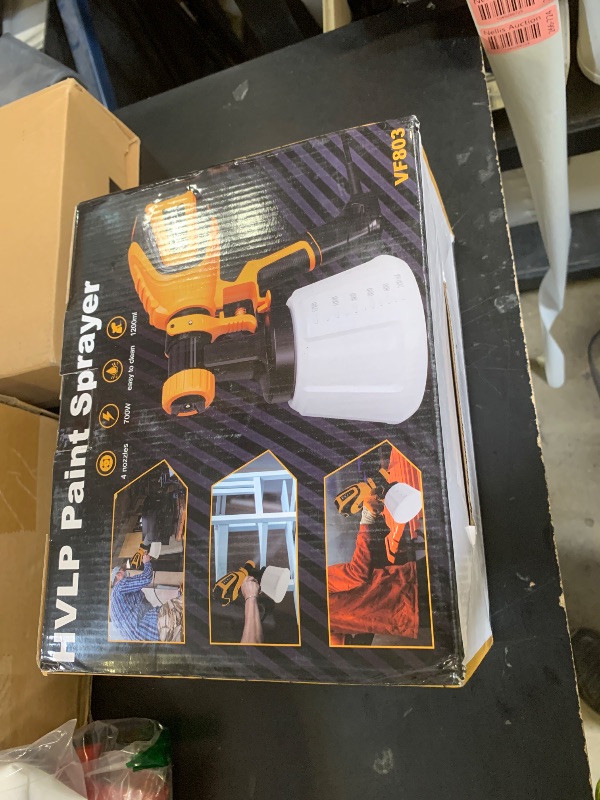 Photo 1 of VONFORN Paint Sprayer, 700W HVLP Spray Gun with Cleaning & Blowing Joints, 4 Nozzles and 3 Patterns, Easy to Clean, for Furniture, Cabinets, Fence, Walls, Door, Garden Chairs etc. VF803