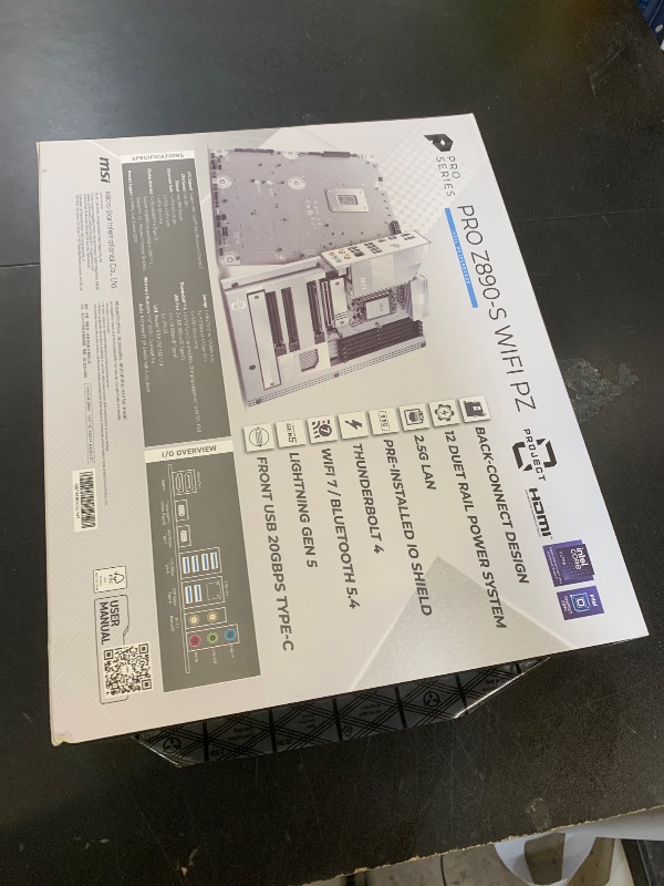 Photo 1 of MSI PRO Z890-S WiFi PZ Motherboard, Back-Connect ATX - Supports Intel Core Ultra Processors (Series 2), LGA 1851 - DDR5 Memory Boost (8600+ MT/s OC), PCIe 5.0 x16, M.2 Gen5, Wi-Fi 7, 2.5G LAN