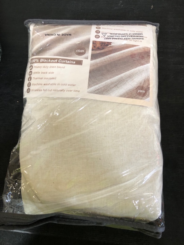 Photo 1 of Curtains 70 Inch Length Wide Pinch Pleated Black Out Curtains 84 Inch Long for Living Room, Farmhouse Natural Linen Thick Burlap Boho Bedroom Heavy Insulated Window Drapes 70"W x 84"L x 2Panels