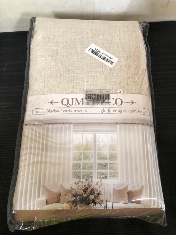 Photo 1 of 100% Blackout Thermal Curtains 84 Length 2 Panels Set for Bedroom, Linen Windows Pinch Pleated Drapes with Hooks for Track 7ft Modern Rustic Living Room Darkening Curtains 84 Inches Long Off White