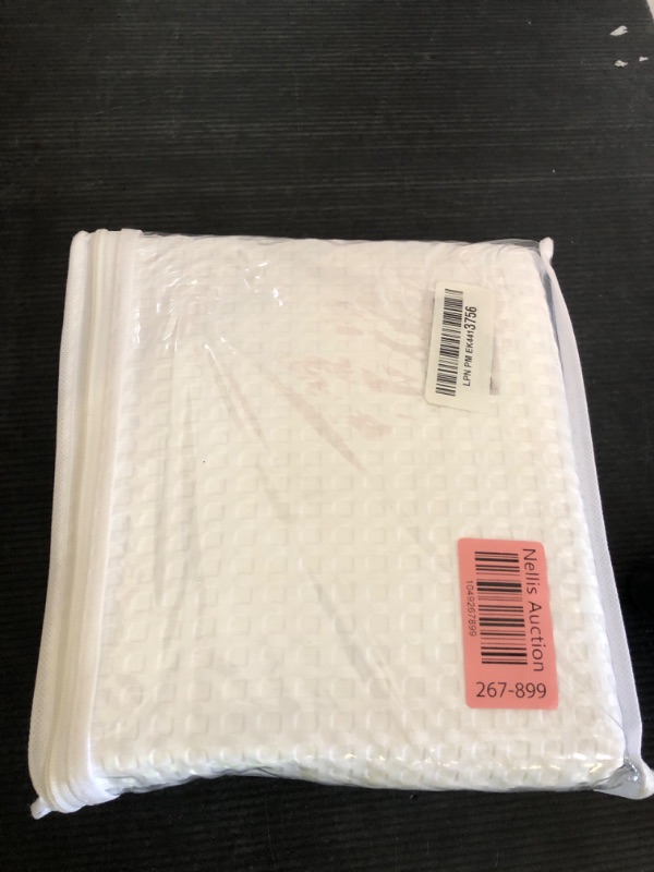 Photo 1 of MIYE Pleated Waffle Weave Bed Skirt, Tailored Dust Ruffle 14 Inch Drop Easy Fit, Machine Washable (White, Queen - 14" Drop)