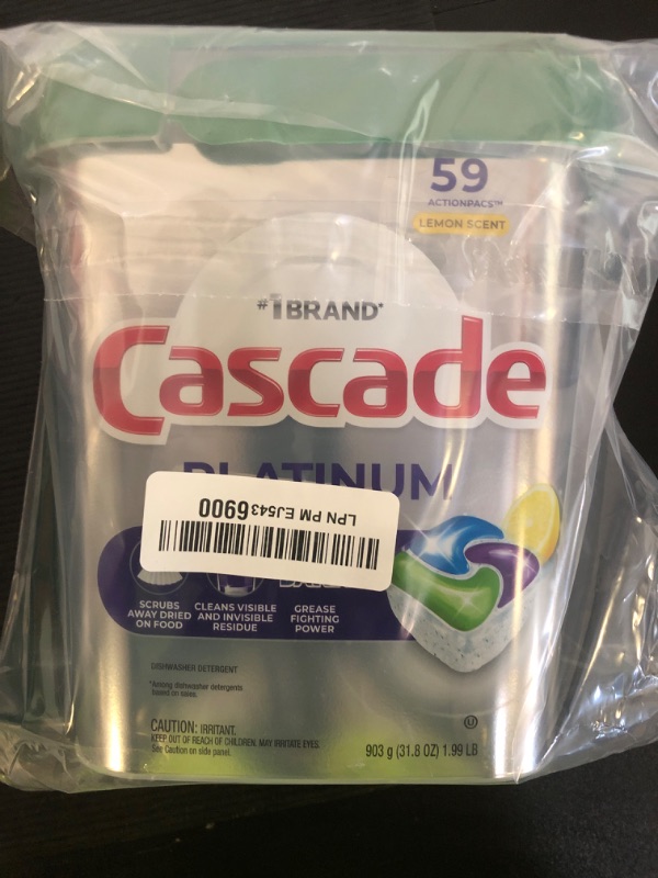 Photo 1 of Cascade Platinum Dishwasher Pods, Dishwasher Detergent, Dish Detergent Soap, Lemon, 59 Count