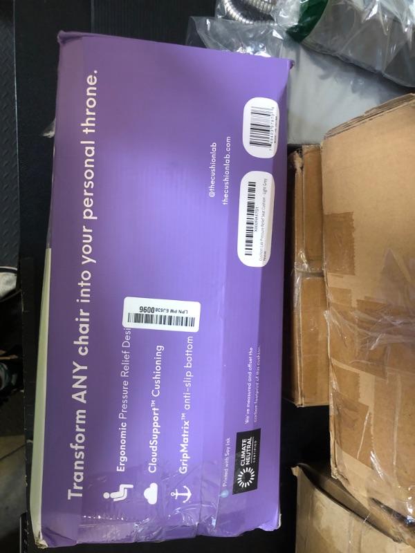 Photo 1 of C CUSHION LAB Patented Pressure Relief Seat Cushion for Long Sitting Hours on Office/Home Chair, Car, Wheelchair - Extra-Dense Memory Foam for Hip, Tailbone, Coccyx, Sciatica - Light Grey