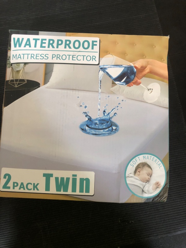 Photo 1 of 2 Pack Twin Size Premium Waterproof Mattress Protector, Soft Breathable Mattress Pad, Noiseless Waterproof Bed Cover - Stretch to 21" Fitted Deep Pocket Mattress Protection