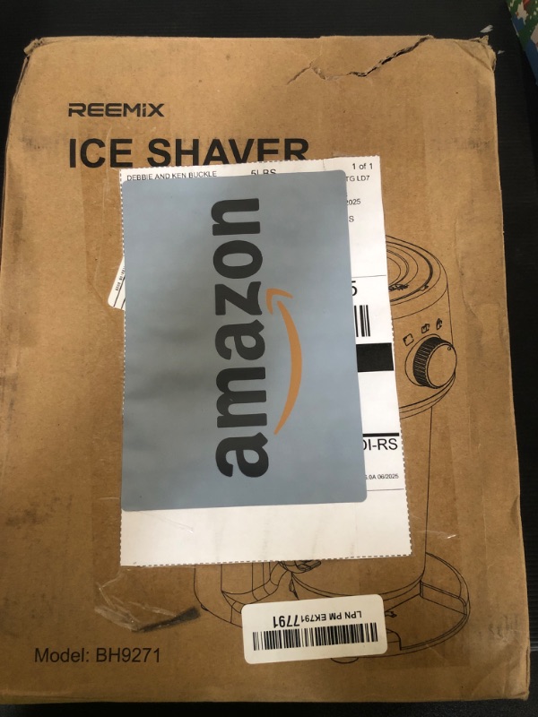 Photo 1 of Reemix Shaved Ice Machine, Electric Ice Shaver and Snow Cone Machine with Large Capacity Storage, Portable Ice Crusher Ice Thickness Can be Adjusted (White)