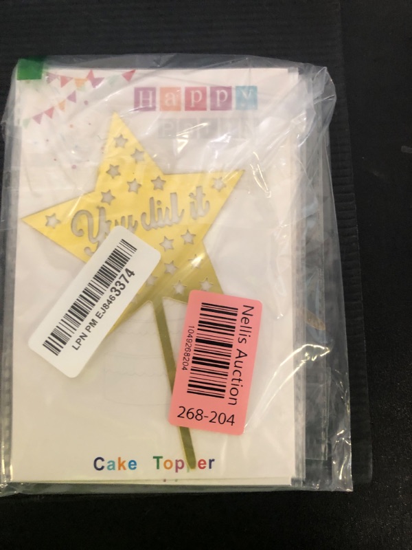 Photo 1 of 15 PCS Graduation Cake Topper Gold Acrylic Cake Topper Glitter Cupcake Toppers Congrats Grad You Did It Congratulations for Cake Graduation Party Decorations (01)