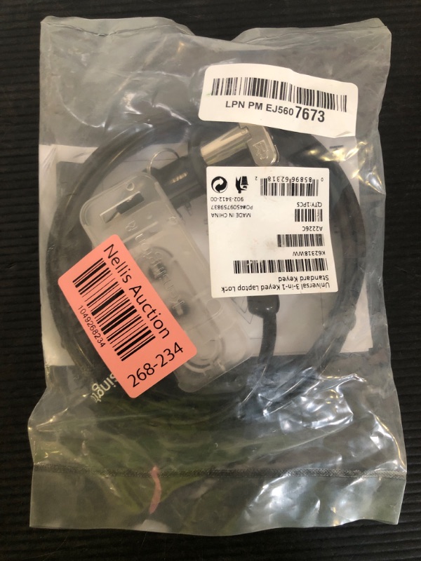 Photo 1 of Kensington Universal 3-in-1 Keyed Laptop Locking Cable, Computer Security Keyed Lock, T-bar, Nano, Wedged-shaped (K62318WW)