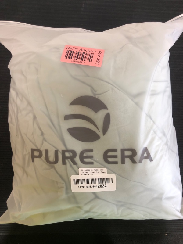 Photo 1 of PURE ERA Jersey Knit 4pc Bed Sheet Set 100% T-Shirt Cotton Super Soft Comfy Breathable Fits Mattress Up to 20" Extra Deep Pocket (Solid Sage Green, King)