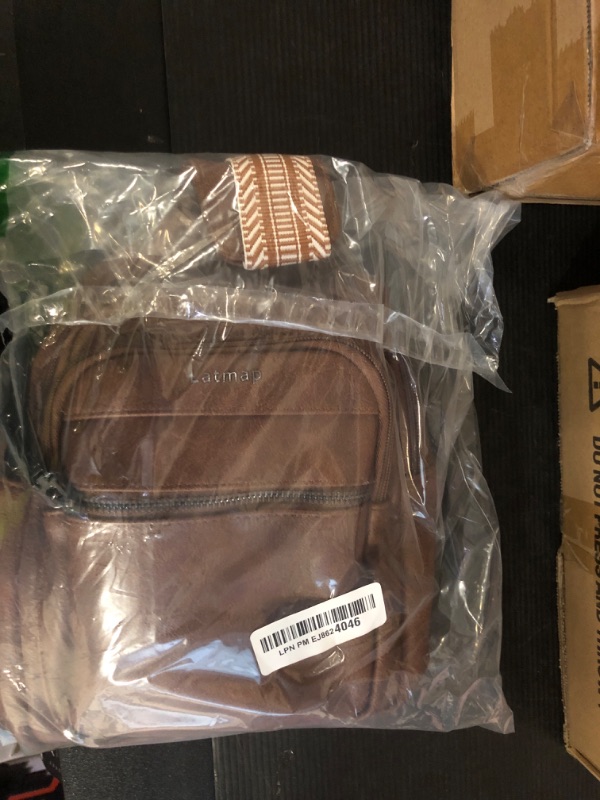 Photo 1 of LATMAP 7L Sling Bag For Women Faux Leather Anti Theft Small Casual Daypack Backpack Fanny Pack Crossbody Chest Bags Purse Waterproof Brown