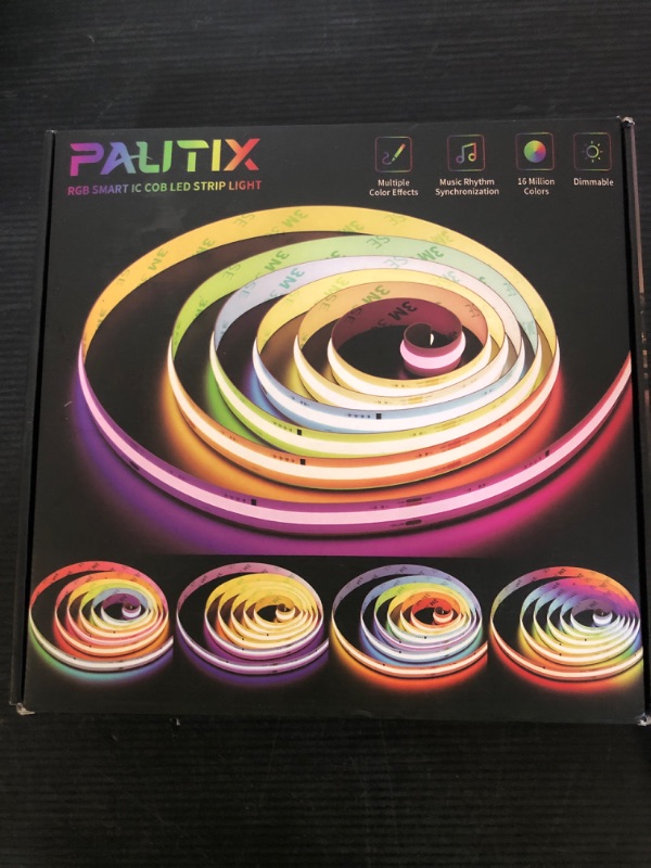 Photo 1 of PAUTIX RGB Smart IC COB LED Strip Light Addressable 32.8ft/10m,UL-Listed 24V Color Flowing Strip Light Multicolor Flexible Tape Lights with APP Control/Music Mode,for TV,Bedroom,Party DIY Decoration