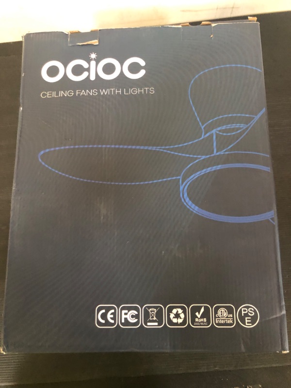 Photo 1 of ocioc Quiet Ceiling Fan with LED Light DC motor 32 inch Large Air Volume Remote Control White for Kitchen Bedroom Dining room Patio