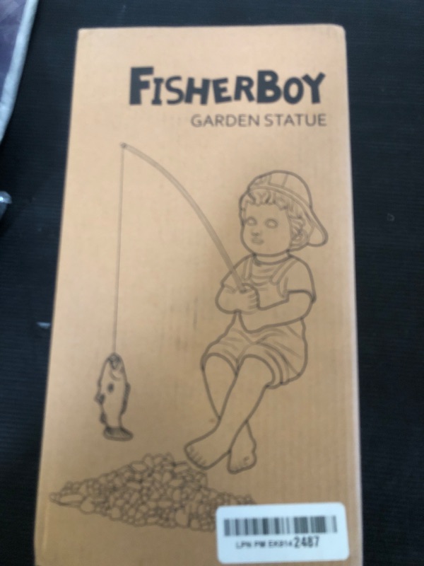 Photo 1 of Goodeco Fisherboy Statue Garden Decor - 11" Little Fishing Guy for Koi Pond or Waterfalls, Poolside Statue with Glow in Dark Pebbles Included, Great Gifts for Mom, Women or Birthdays, Gift Ideas