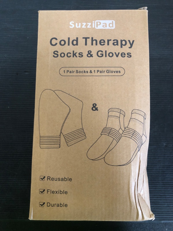 Photo 1 of SuzziPad XL Cold Therapy Socks & Hand Ice Pack, Cooling Gloves for Chemotherapy, Chemo Care Package for Women and Men, Ideal for Soothing Foot Discomfort