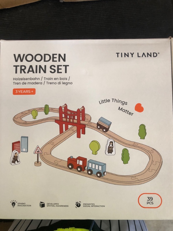 Photo 1 of Tiny Land Wooden Train Set for Toddler - 39 Pcs- with Wooden Tracks fits Thomas, fits Brio, fits Chuggington, fits Melissa and Doug - Expandable, Changeable-Train Toy for 3 4 5 Years Old Girls & Boys