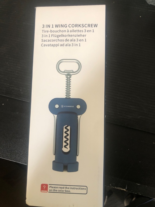 Photo 1 of KITCHENDAO 3 in 1 Wing Corkscrew Wine Bottle Opener with Foil Cutter, Built-in Beer Bottle Opener, Multifunctional Wine Opener with Non-Stick Sharp Screw, Easy to Use, Manual Wine Corkscrew, Black