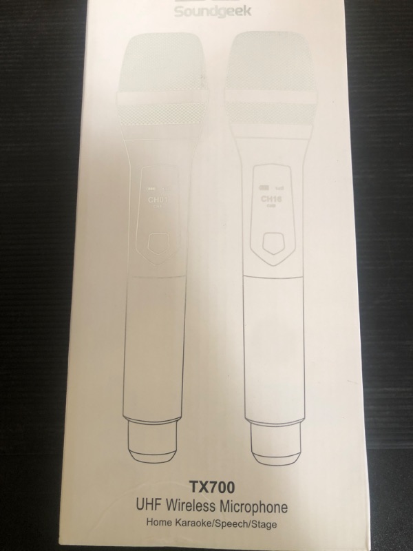 Photo 1 of Soundgeek Rechargeable Wireless Microphone, Two Cordless UHF Mics Plug and Play for Karaoke Singing, Lecture, Wedding Host, Church, Stage Performance