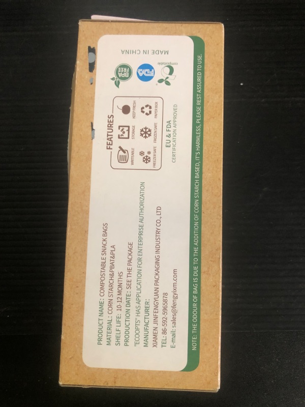 Photo 1 of 100% Compostable Snack Zip Bag | ECO-Friendly Small Storage Bags | Freezer Bag | Plant-Based BPA-free | Seal well for Cookie, Chips and Snack (1, Small)