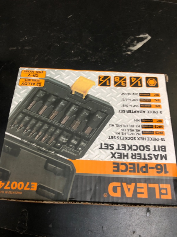 Photo 1 of 16-Piece Metric Hex Bit Socket Set - Premium S2 Steel 2mm-14mm Allen Socket Set with Socket Adapters, 1/4”, 3/8” and 1/2” Drive | Professional Mechanic Garage Tools