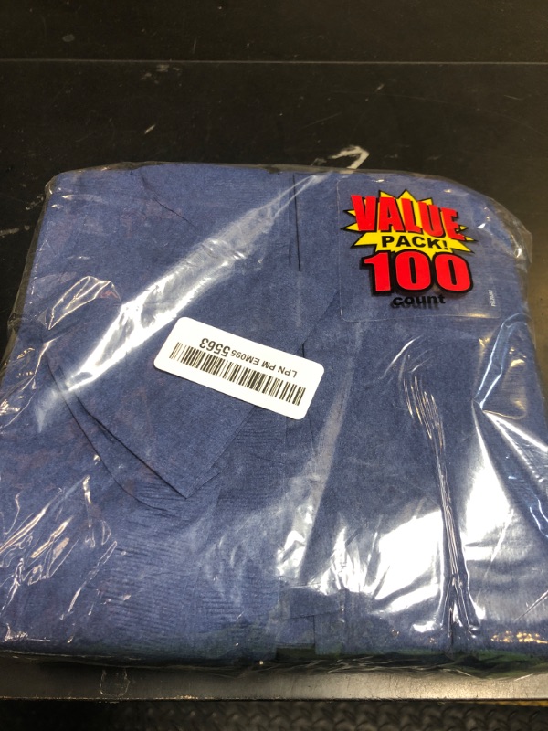 Photo 1 of 100 Navy Dinner Napkins for Wedding, Party, Bridal or Baby Shower, Disposable Bulk Supply Quality Product (Navy)