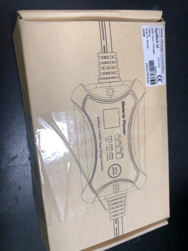 Photo 1 of 10Amp 12 Volt MPPT Solar Charge Controller, Bateria Power Intelligent Portable Solar Panel Controller, Max PV 150W 30Voc Solar Regulator for Gel AGM Lead-Acid, Lithium LiFePO4 Battery (SunRock 10)