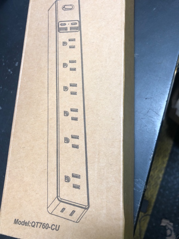 Photo 1 of 10 Ft Power Strip Surge Protector - 7 Outlets 4 USB Ports (2 USB C), Ultra Thin Flat Extension Cord & Flat Plug, 1700 Joules, Wall Mount, Desk Charging Station for Home Office Dorm, White