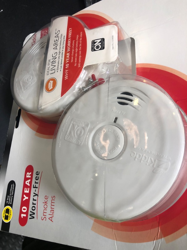 Photo 1 of Kidde Worry-Free Smoke Alarm, 2 pk.